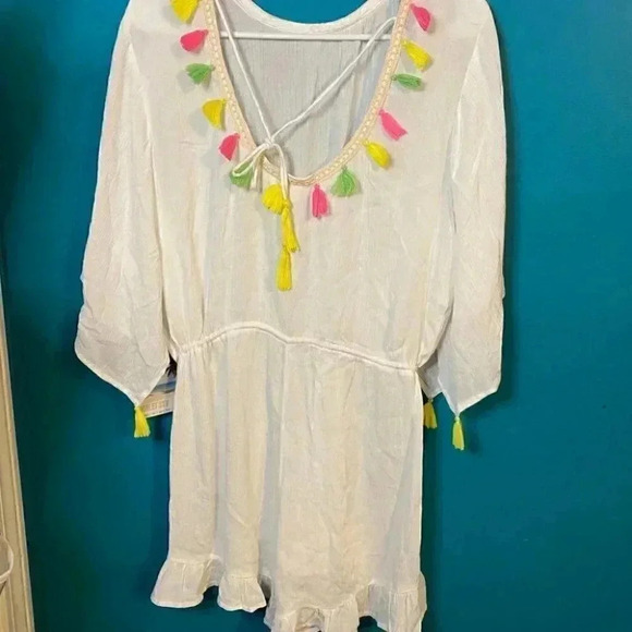 Violet Sky White Boho Coverup Romper - Picture 4 of 8